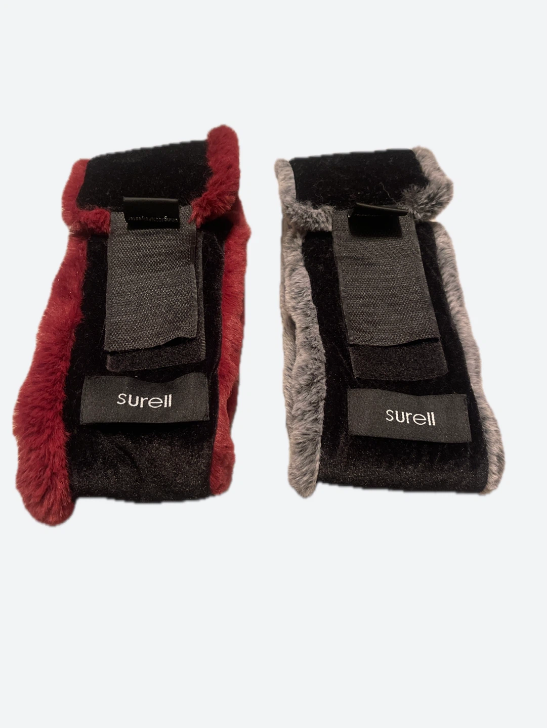 Surell Faux Fur Head Muff Set - Red & Grey - photo 2