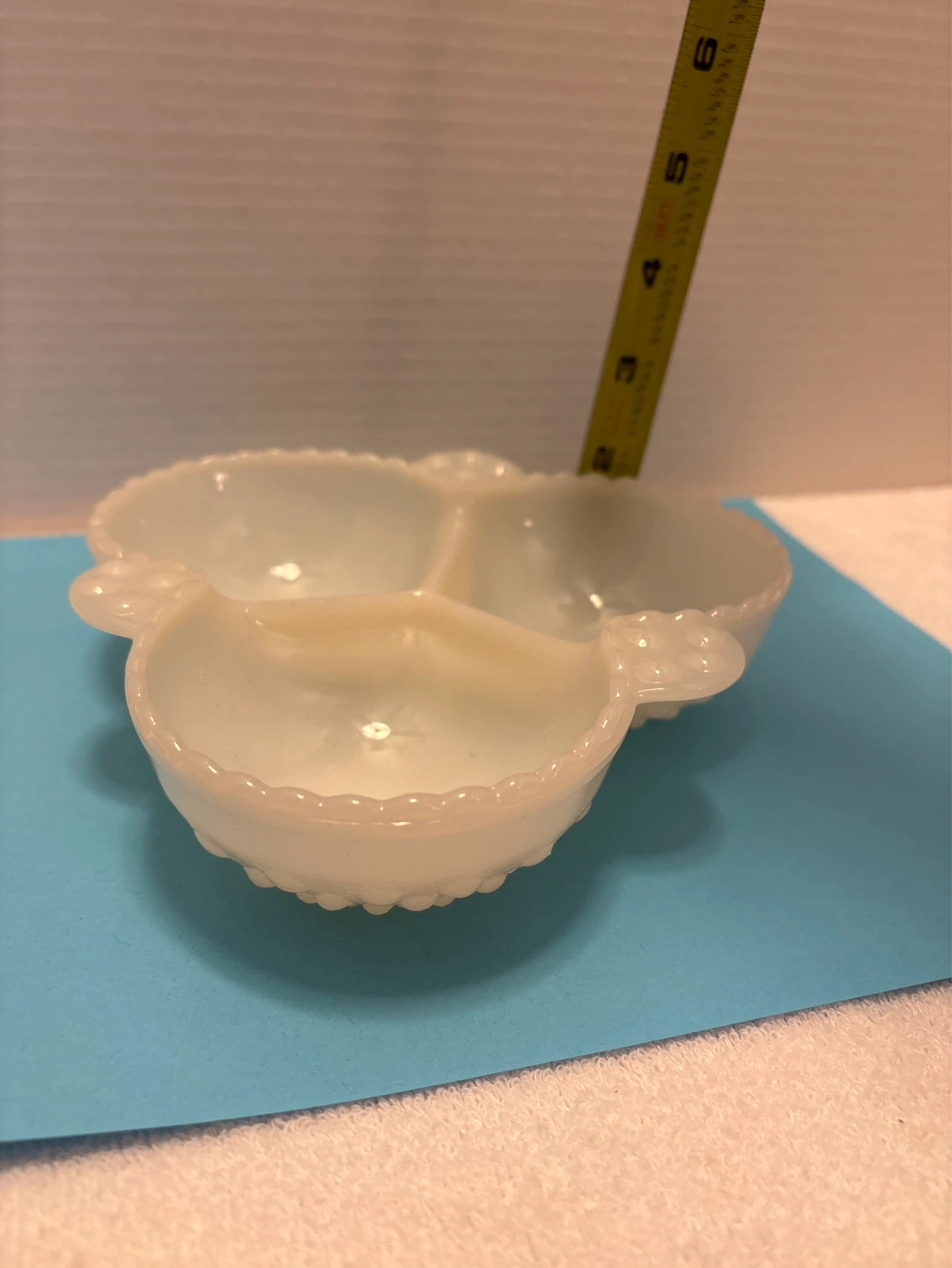 White Milk Glass Hobnail 3-Section Candy Dish - photo 3