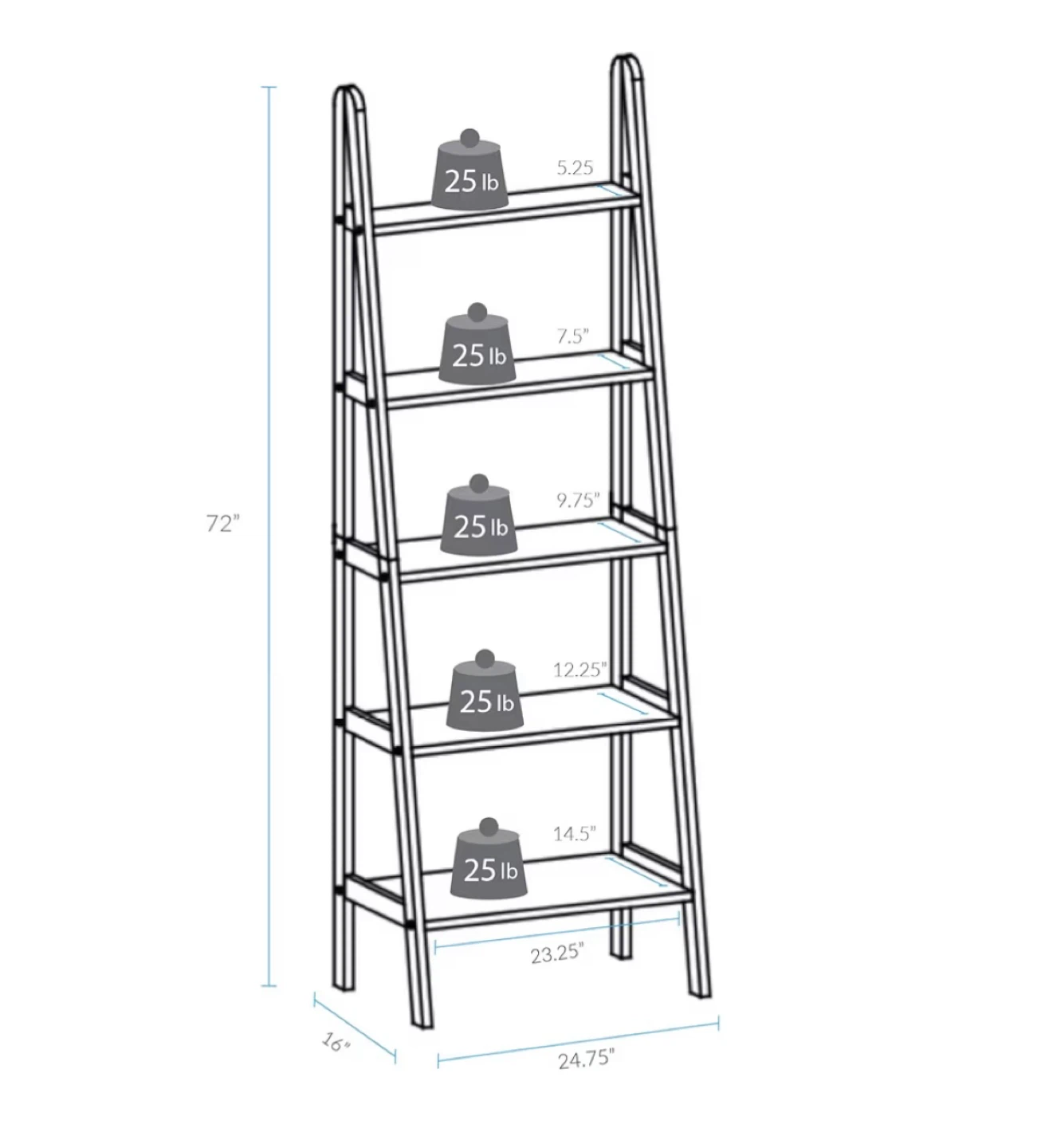 White 5-Tier Ladder Bookshelf - photo 5
