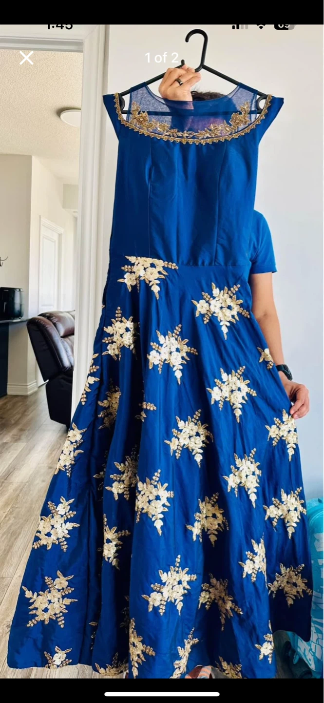 Blue Embroidered Gown