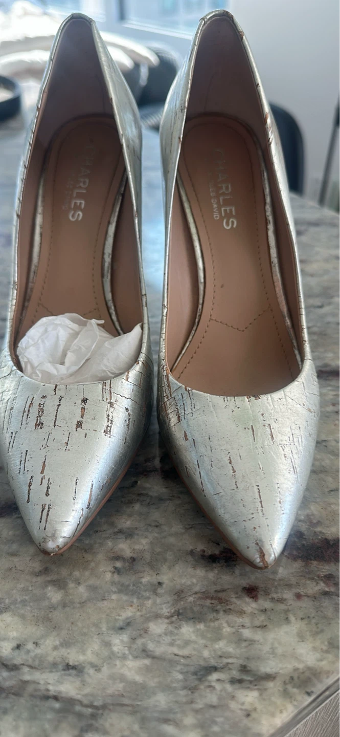 Silver Cork Print Heels - Charles David - photo 2