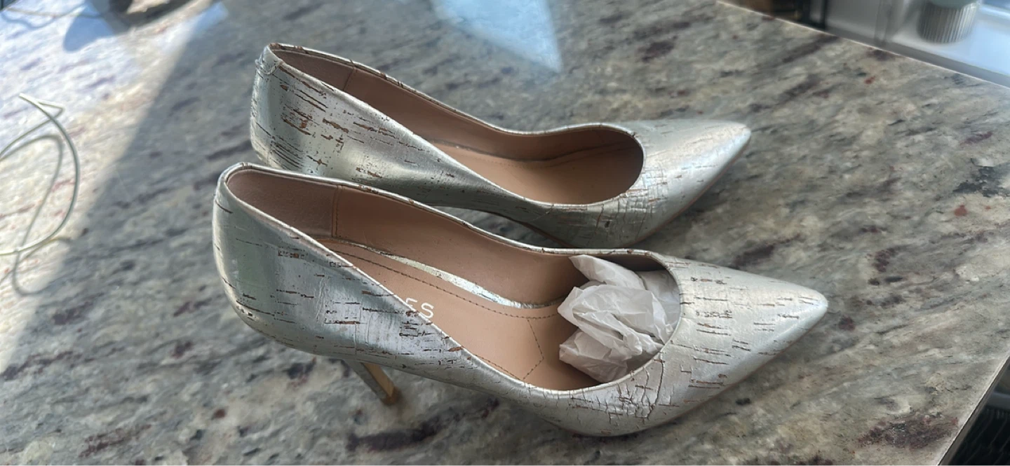 Silver Cork Print Heels - Charles David - photo 3