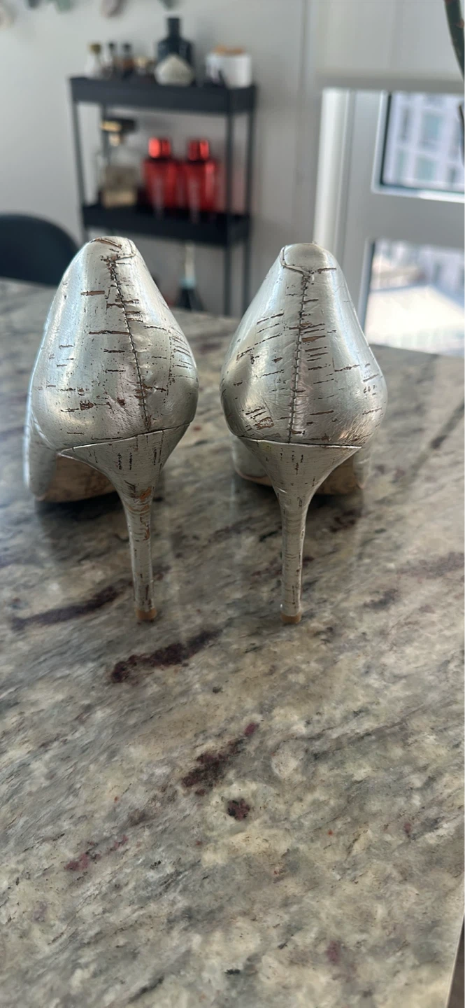 Silver Cork Print Heels - Charles David - photo 4