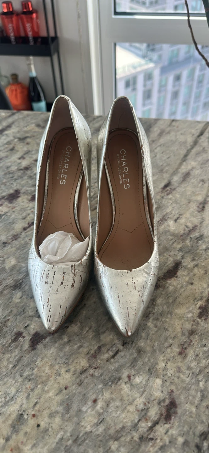 Silver Cork Print Heels - Charles David - photo 5
