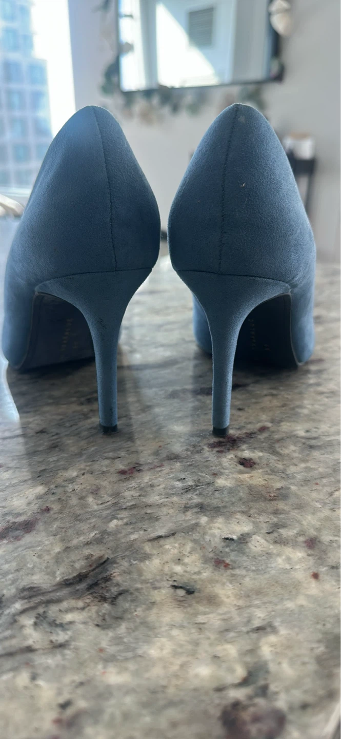 Zara Blue Suede Pointed Toe Heels - Size 37 - photo 3