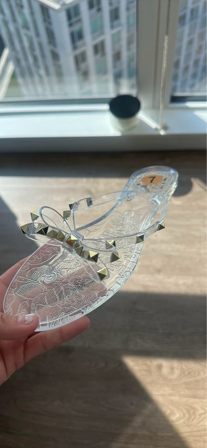 Clear Jelly Studded Flip Flop Sandals - Size 7 - photo 2