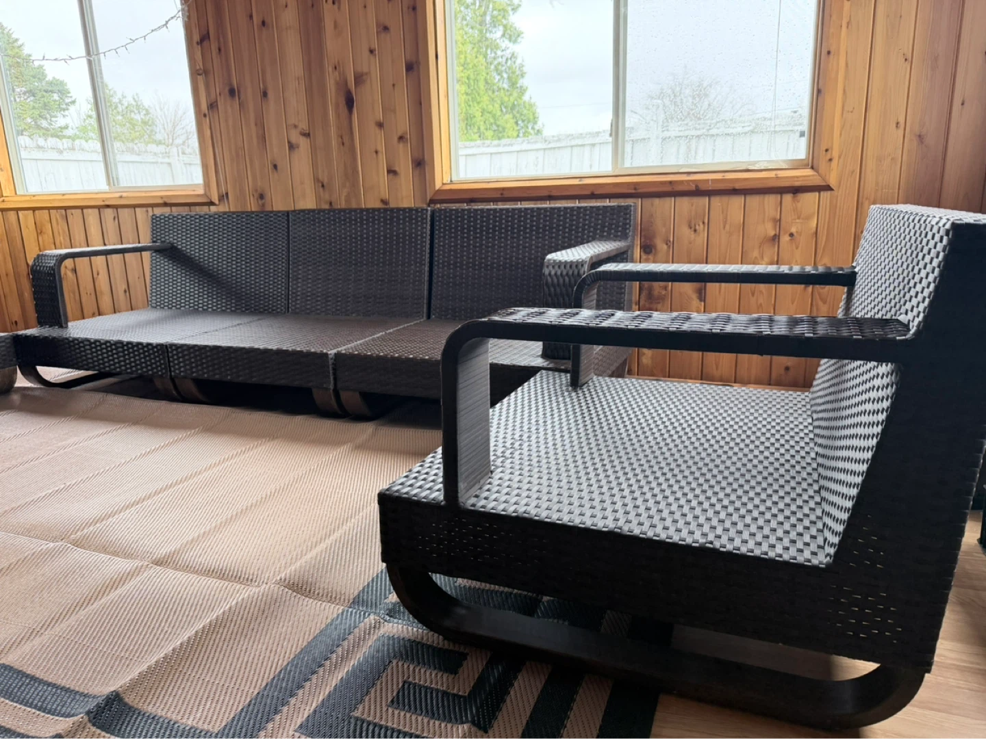 Wicker Patio Furniture Set - 3 Seater Sofa and 2 Chairs - photo 2