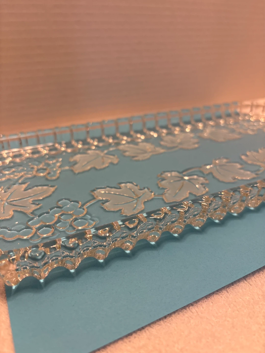 Crystal Tray with Grape and Leaf Embossing - photo 2