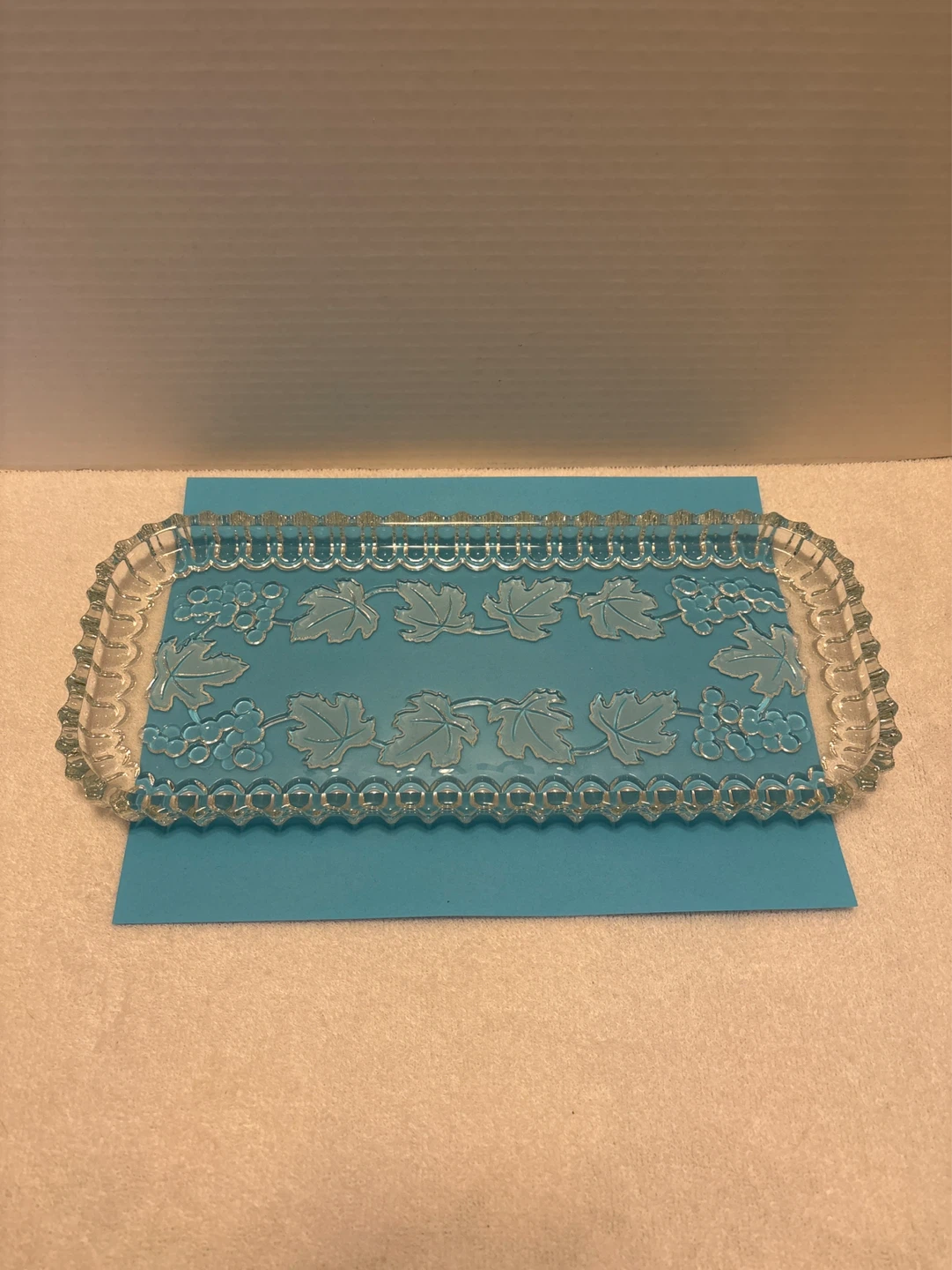 Crystal Tray with Grape and Leaf Embossing