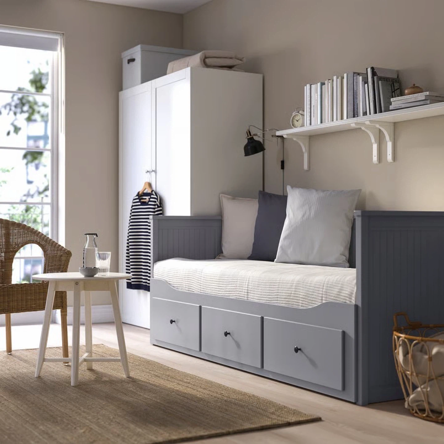 IKEA Daybed with 3 Drawers - Grey