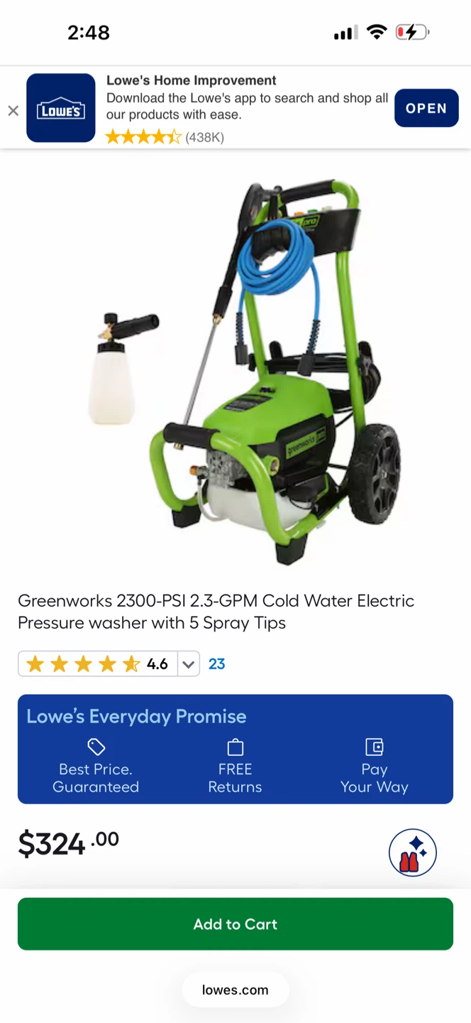 Greenworks 2300 PSI 2.3 GPM Electric Pressure Washer - photo 3