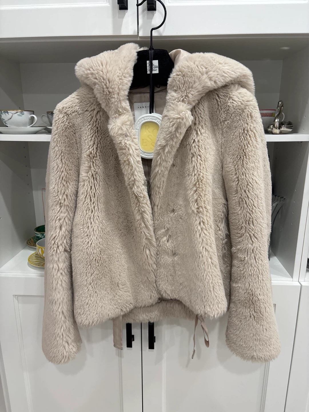 Sandro Faux Fur Hooded Jacket size M DRY CLEANED
