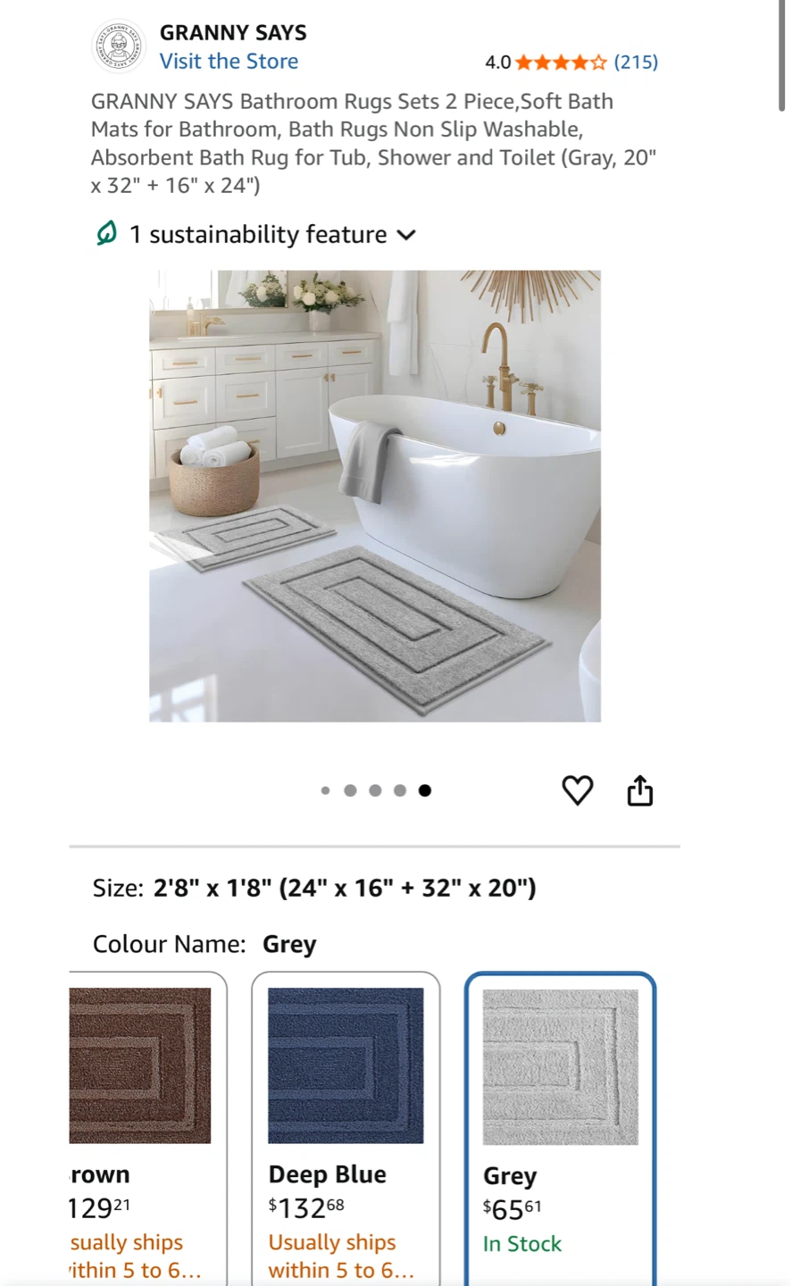 GRANNY SAYS Bath Rug Set (2 Piece, Grey) - photo 3