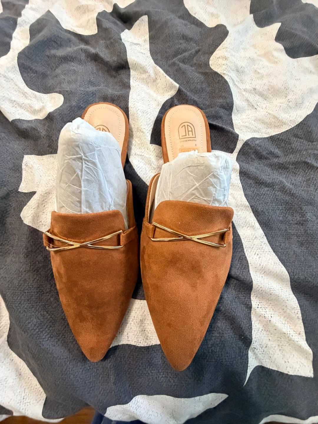 Brown Suede Mules - Size 8