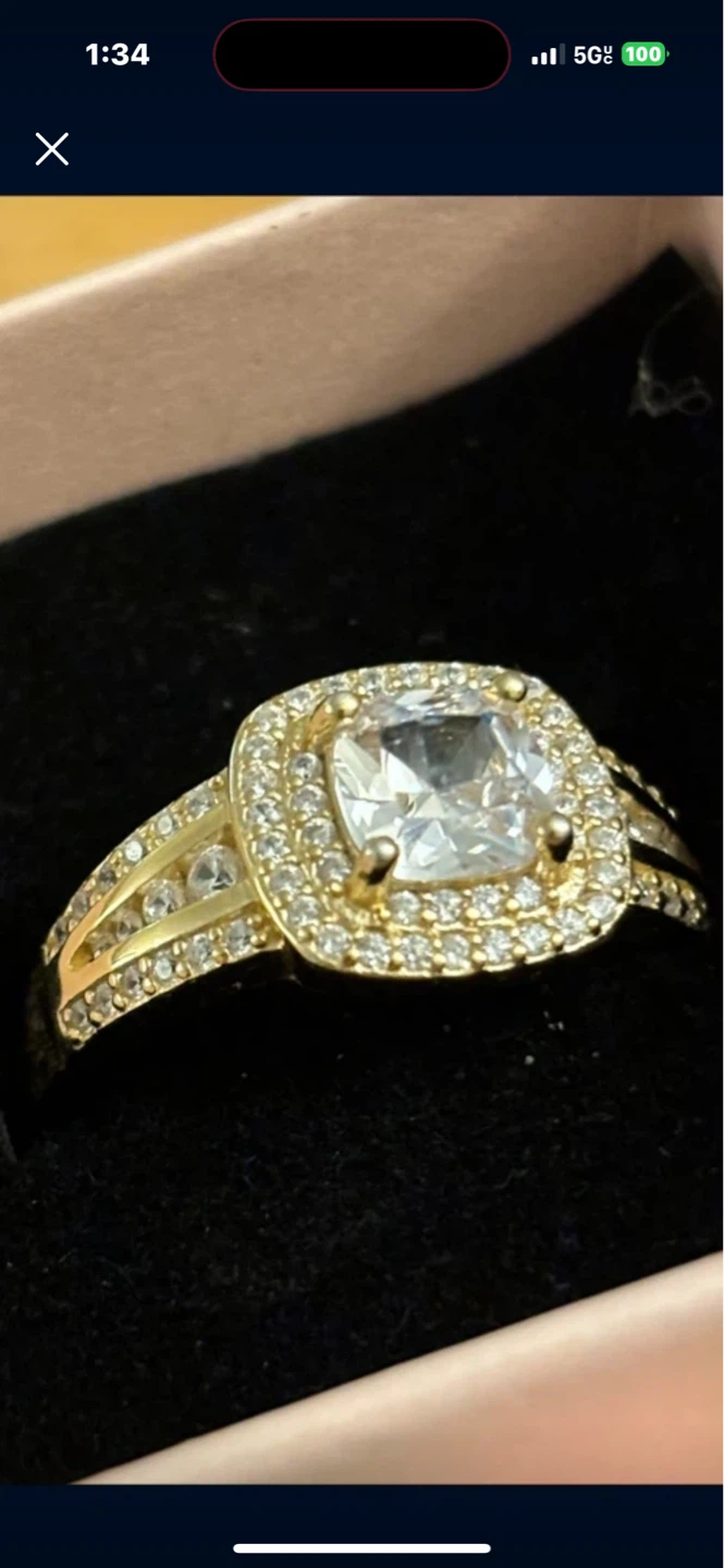 Gold ring14 K  with  Cushion Cut Stone size 11