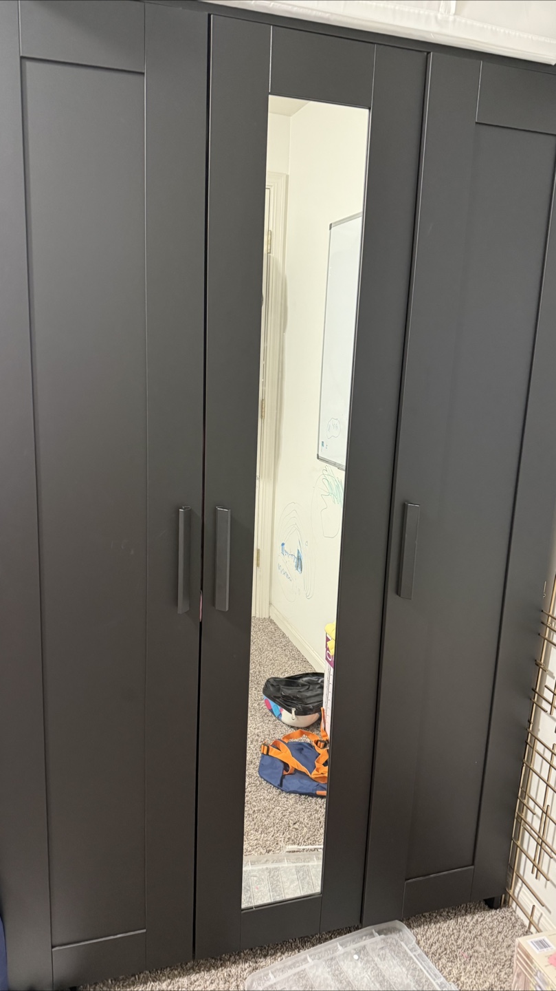 Black Wardrobe with Mirrored Doors
