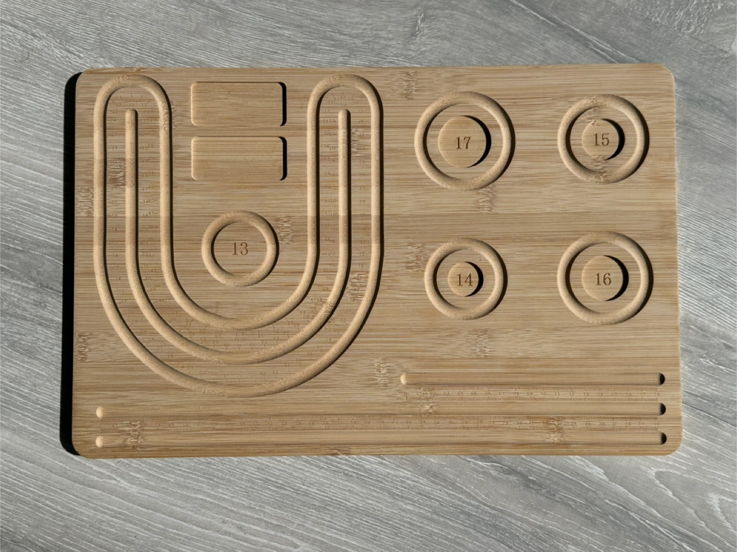 Bamboo Rolling Tray with Measurement Markings