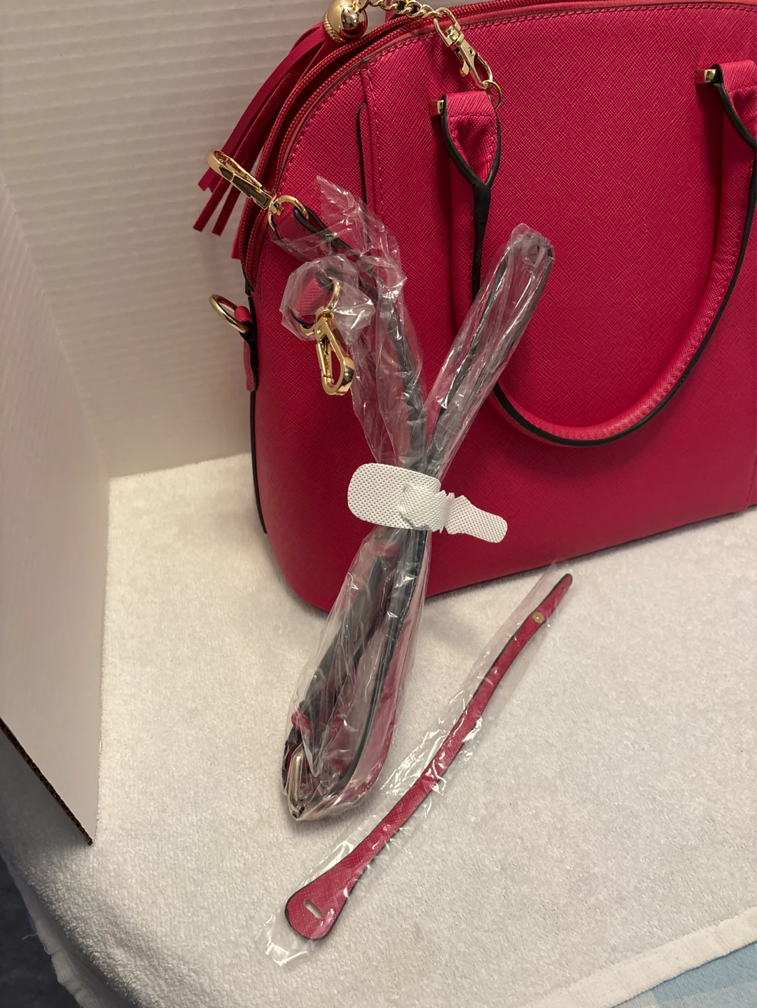 Women's Pink Dome Satchel Handbag with Tassel - photo 2