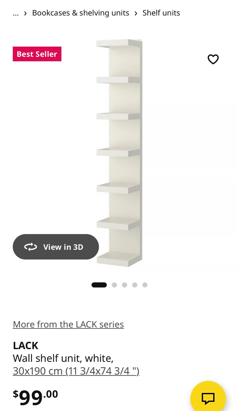 IKEA LACK White Wall Shelf Unit 30x190 cm