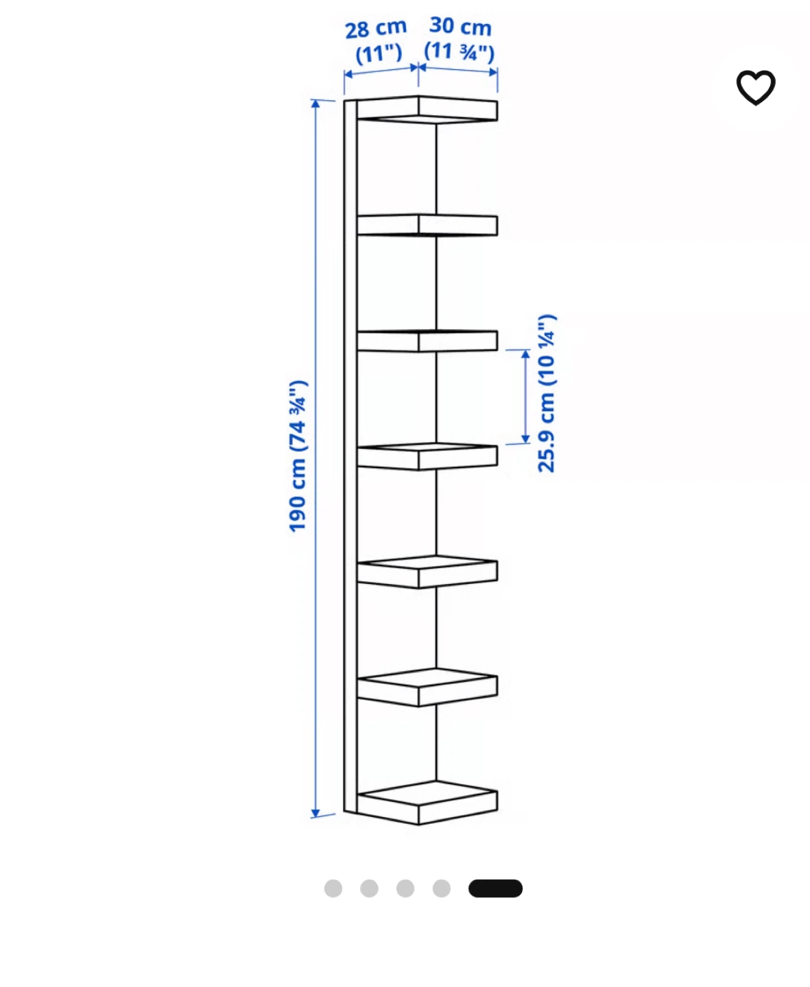 IKEA LACK White Wall Shelf Unit 30x190 cm - photo 2