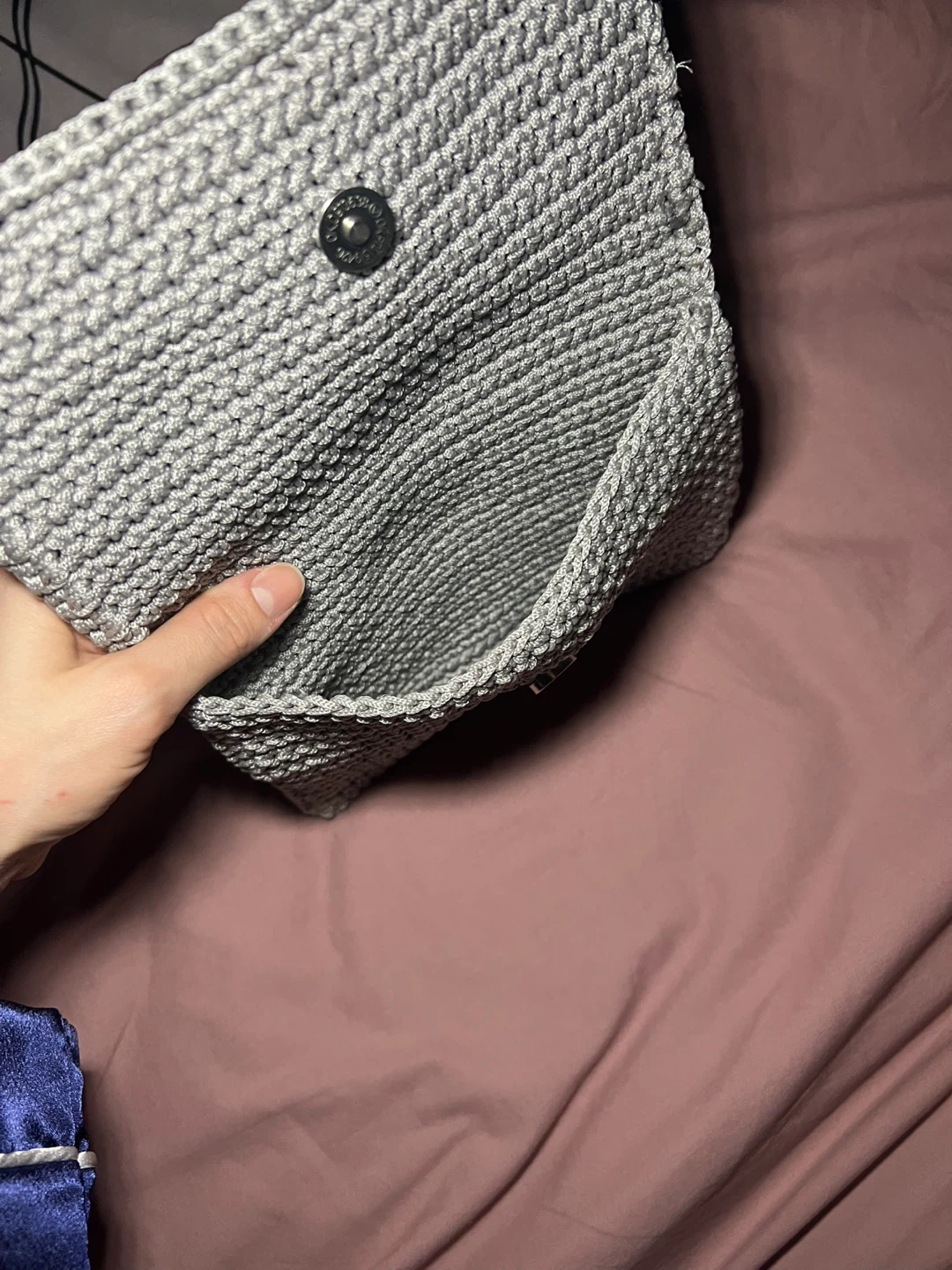 Grey Crochet Clutch with Bow Detail - photo 2