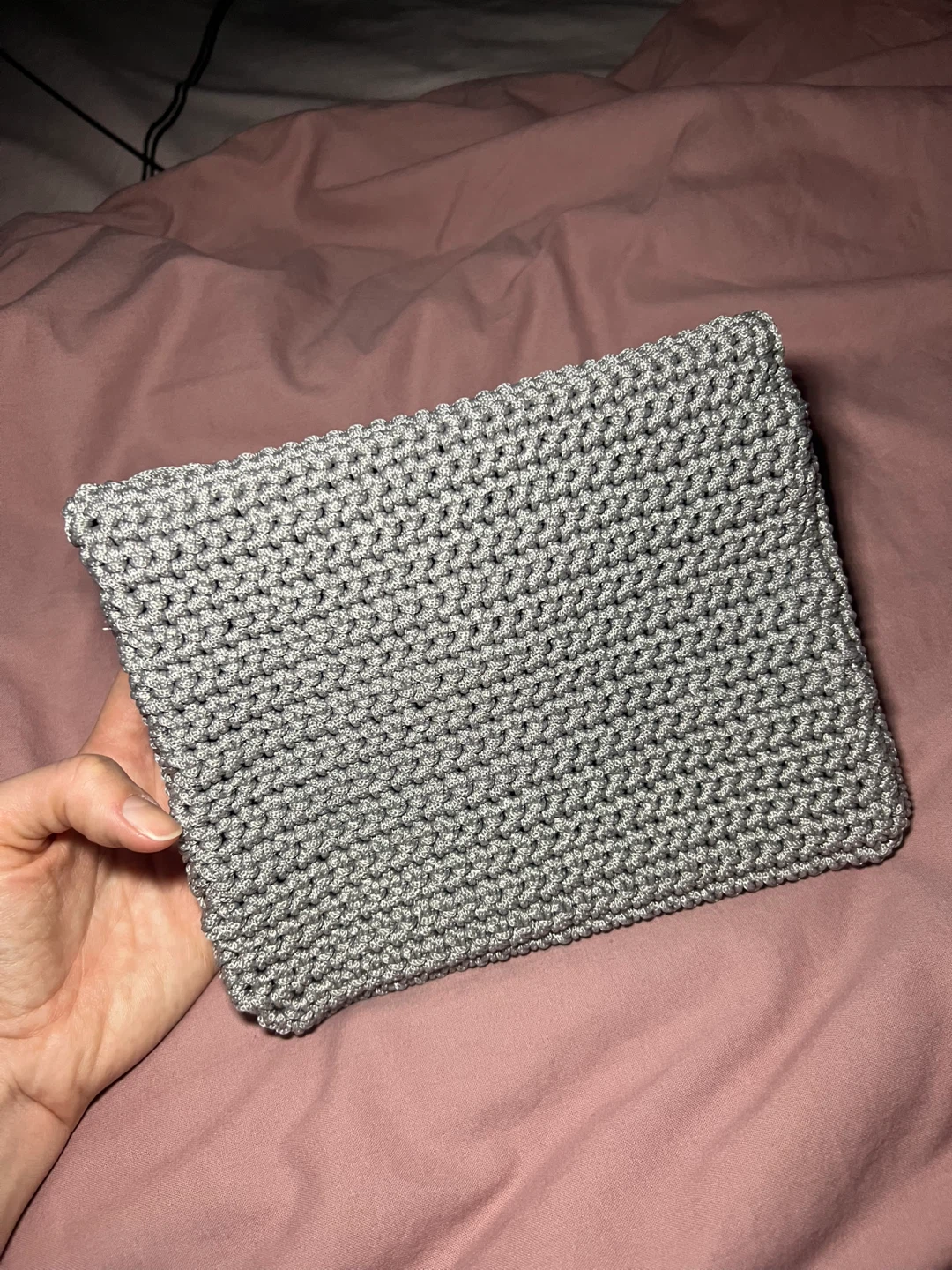 Grey Crochet Clutch with Bow Detail - photo 3
