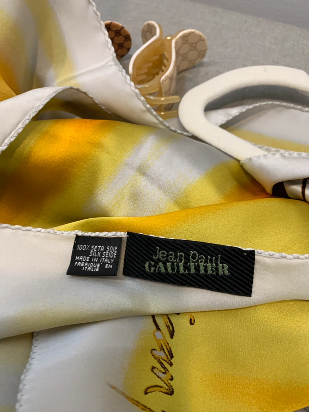 Jean Paul Gaultier Silk Scarf - Yellow/Brown/White - photo 4