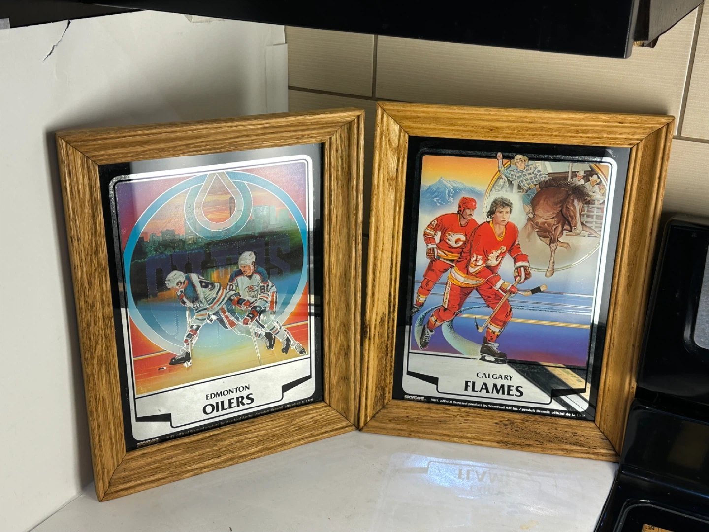 VTG Framed Edmonton Oilers & Calgary Flames NHL Art