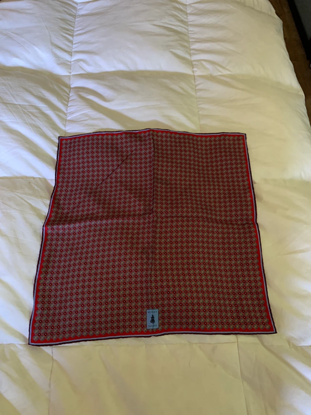 Robert Talbott Silk Pocket Square Red Pattern