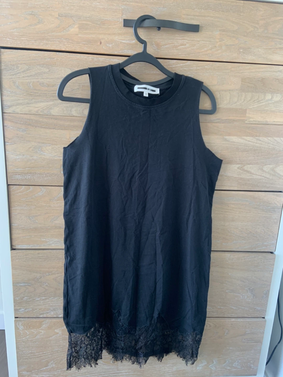 MCQ Black Sleeveless Lace Trim T-Shirt Dress - photo 2