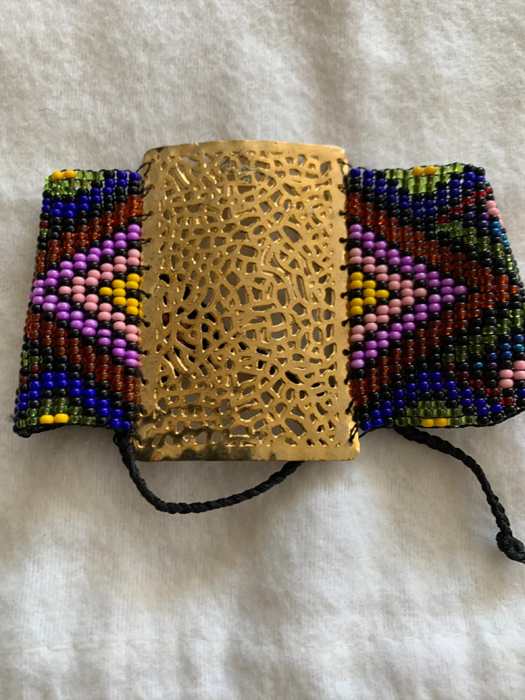 Beaded Cuff Bracelet with Gold-Tone Metal Accent - photo 4