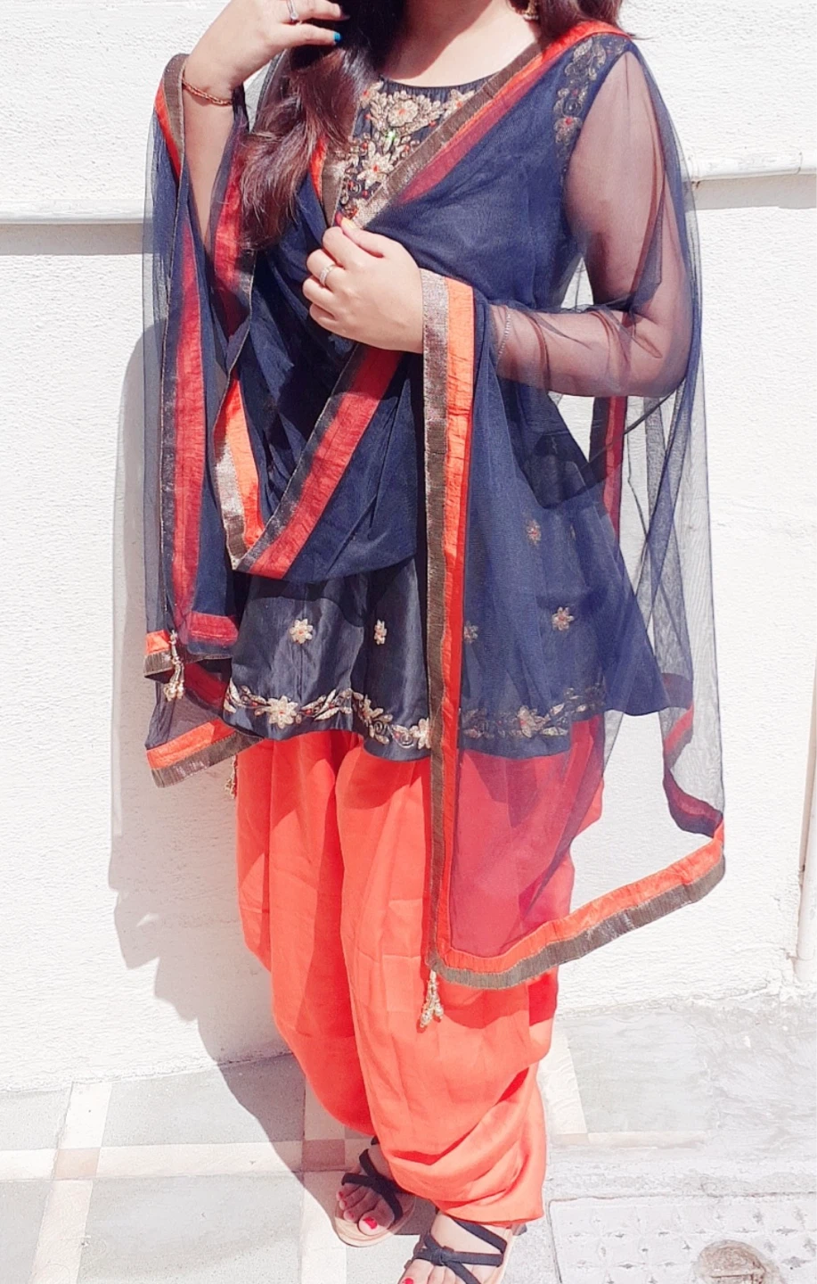 Women's high-end Silk top and dhoti with Dupatta