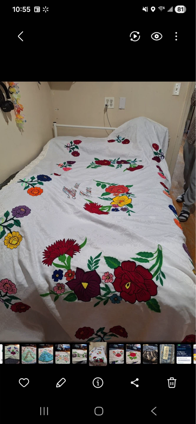 Mexican White cloth  with Floral Embroidery