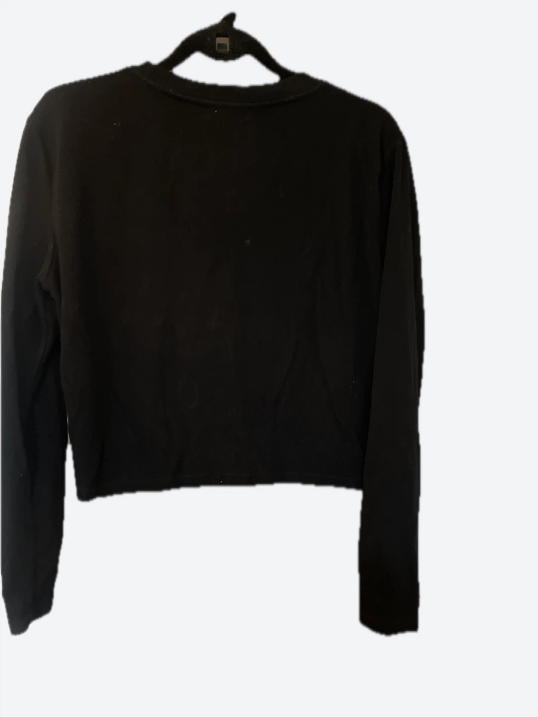 Black Long Sleeve Twist Front Crop Top
