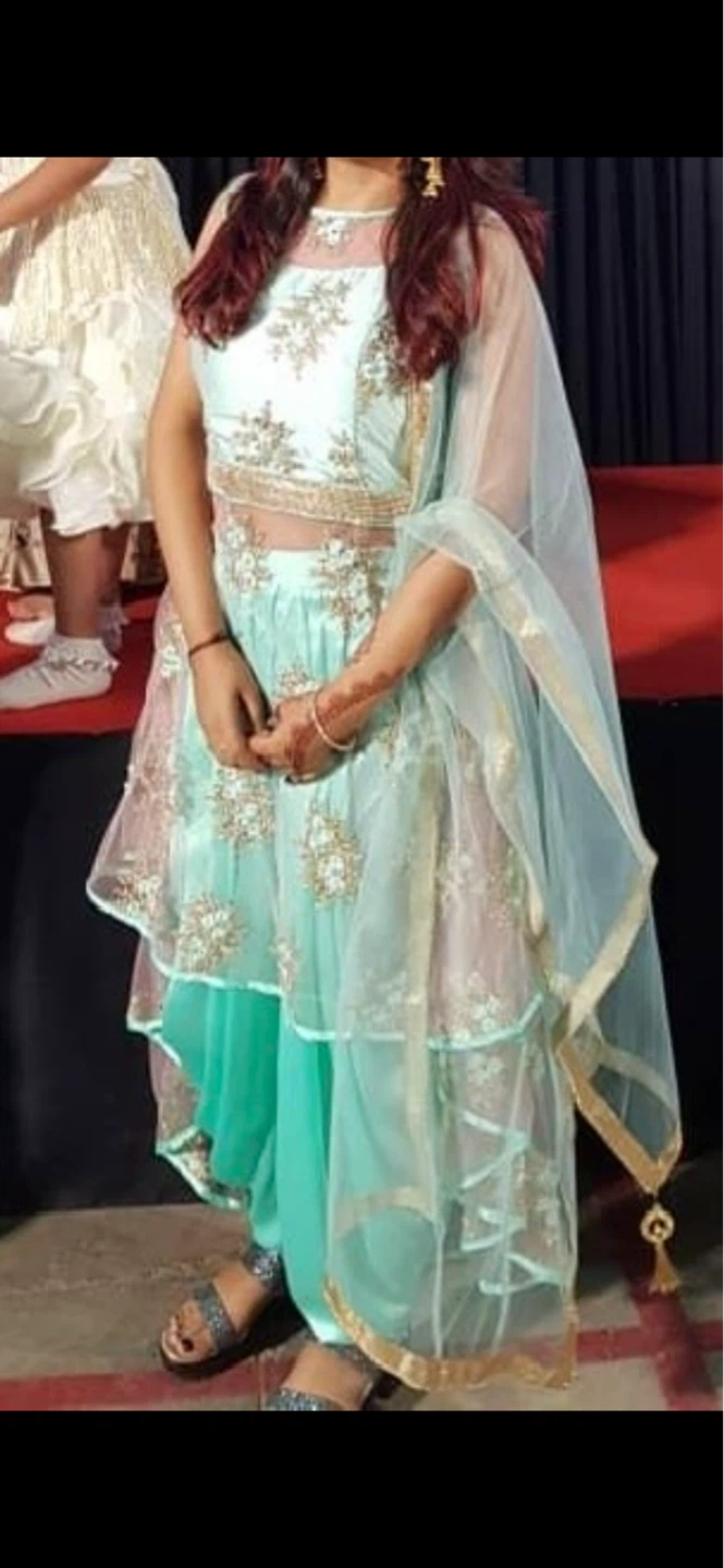 Mint Green Embroidered Silk Salwar Kameez Dupatta Set