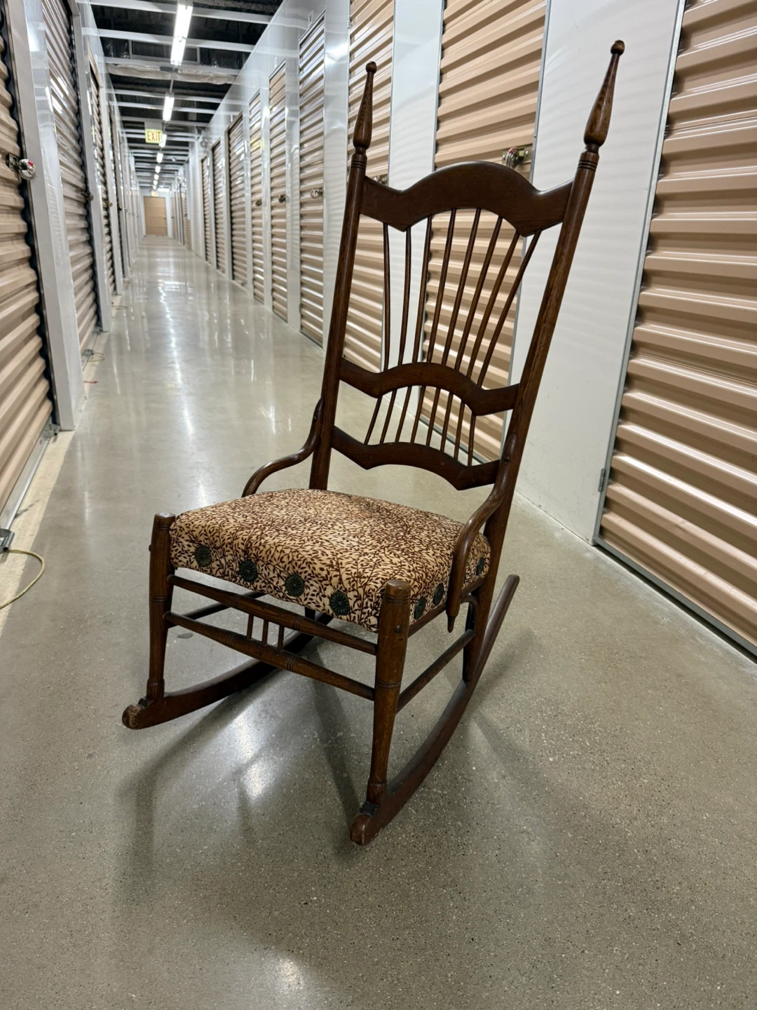 Vintage Wooden Rocking Chair with Floral Cushion