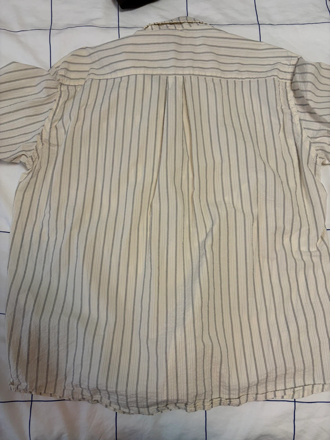 Linen Striped Button-Up Shirt - Cream/Gray - photo 2