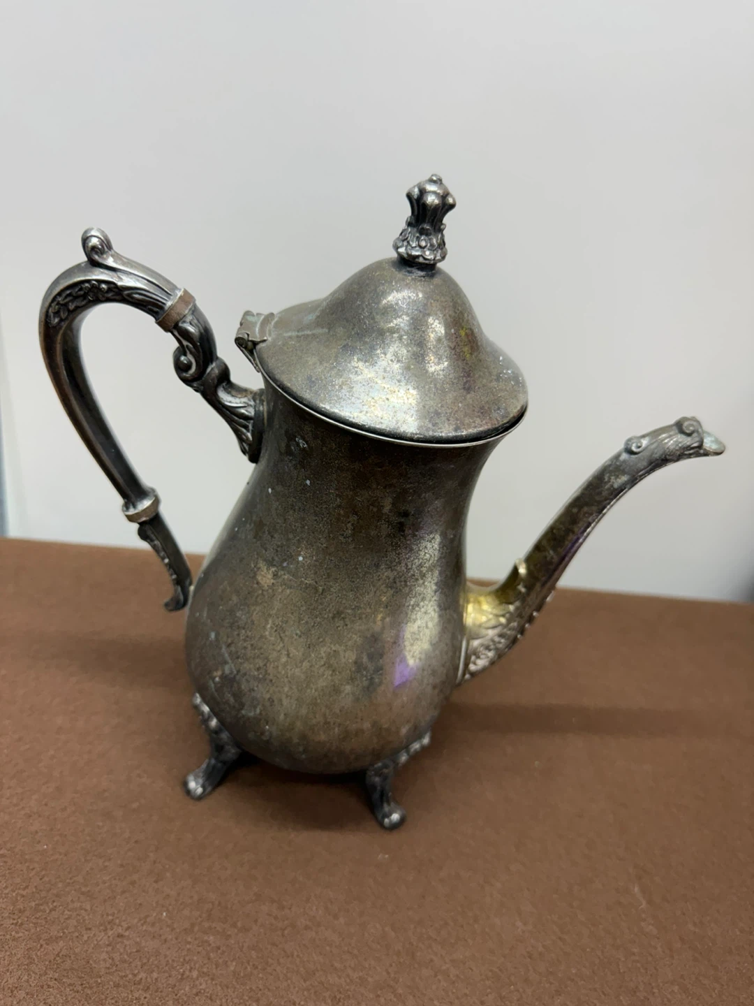 Vintage Leonard Silverplate Coffee Pot Teapot Ornate Footed - photo 3
