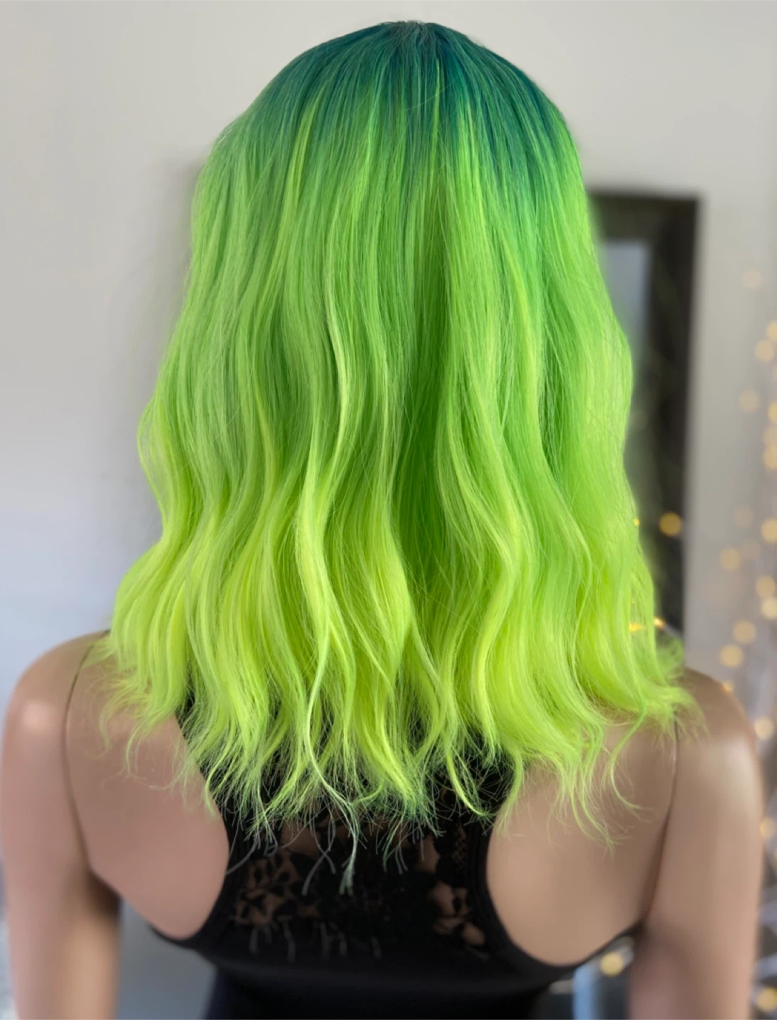 NEW Wavy Neon Green  Synthetic Wig w/ Bangs (2186) - photo 5