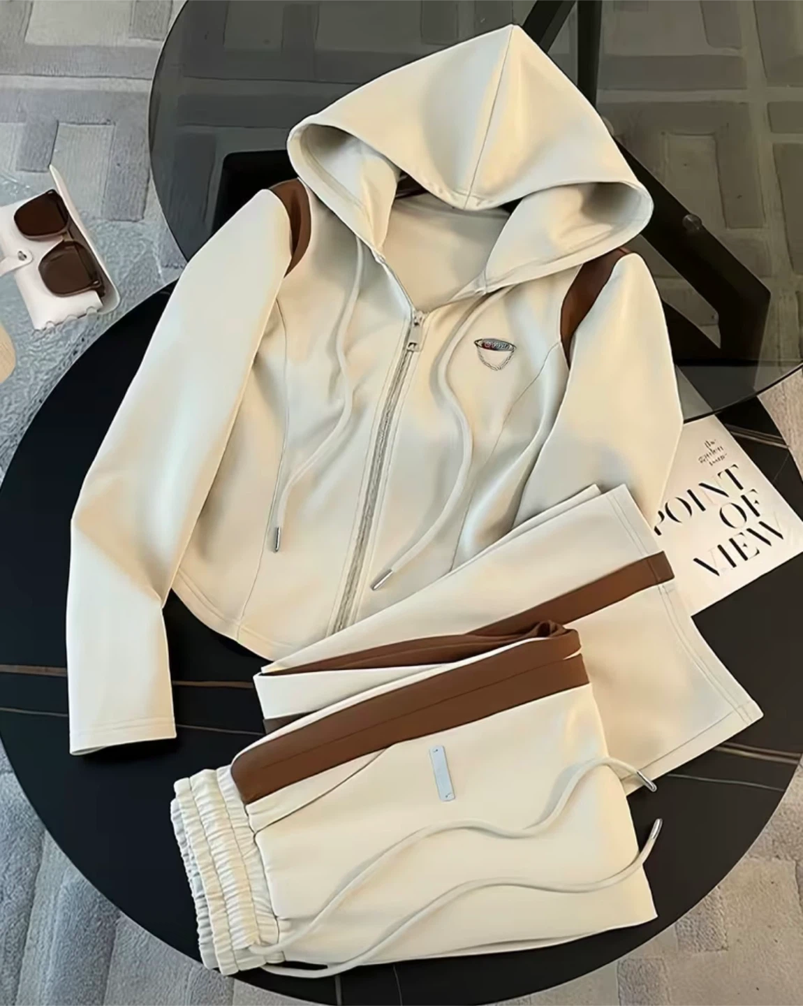 New Cream and brown tracksuit set