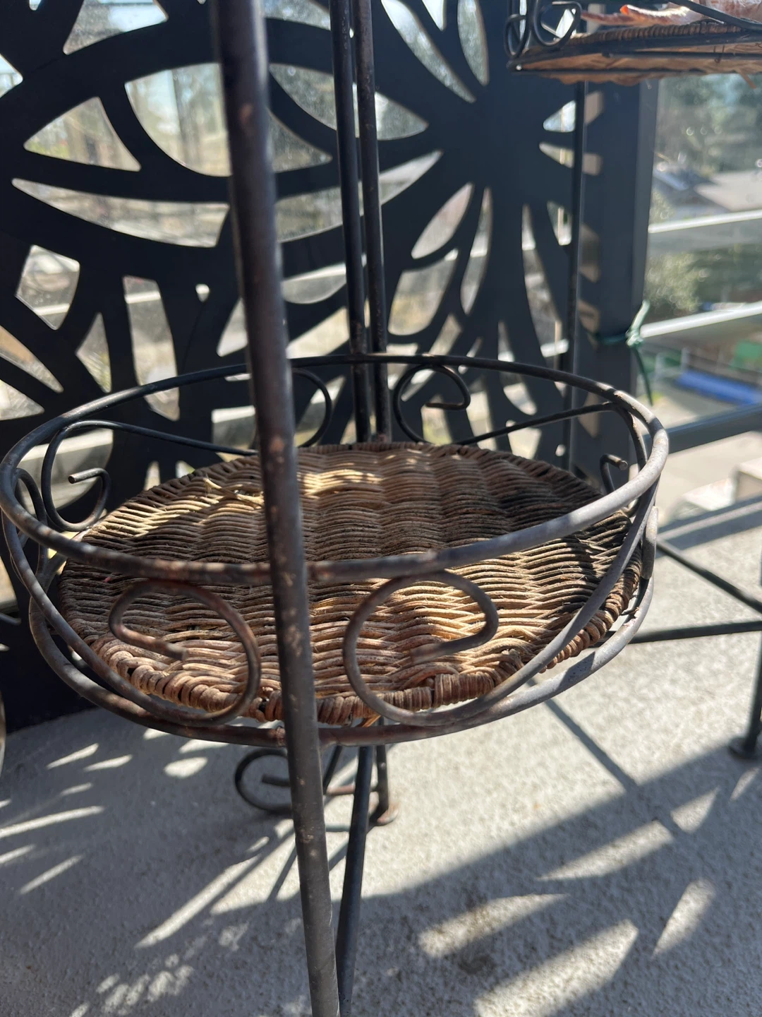 Iron & Wicker Tiered Plant Stand - photo 2