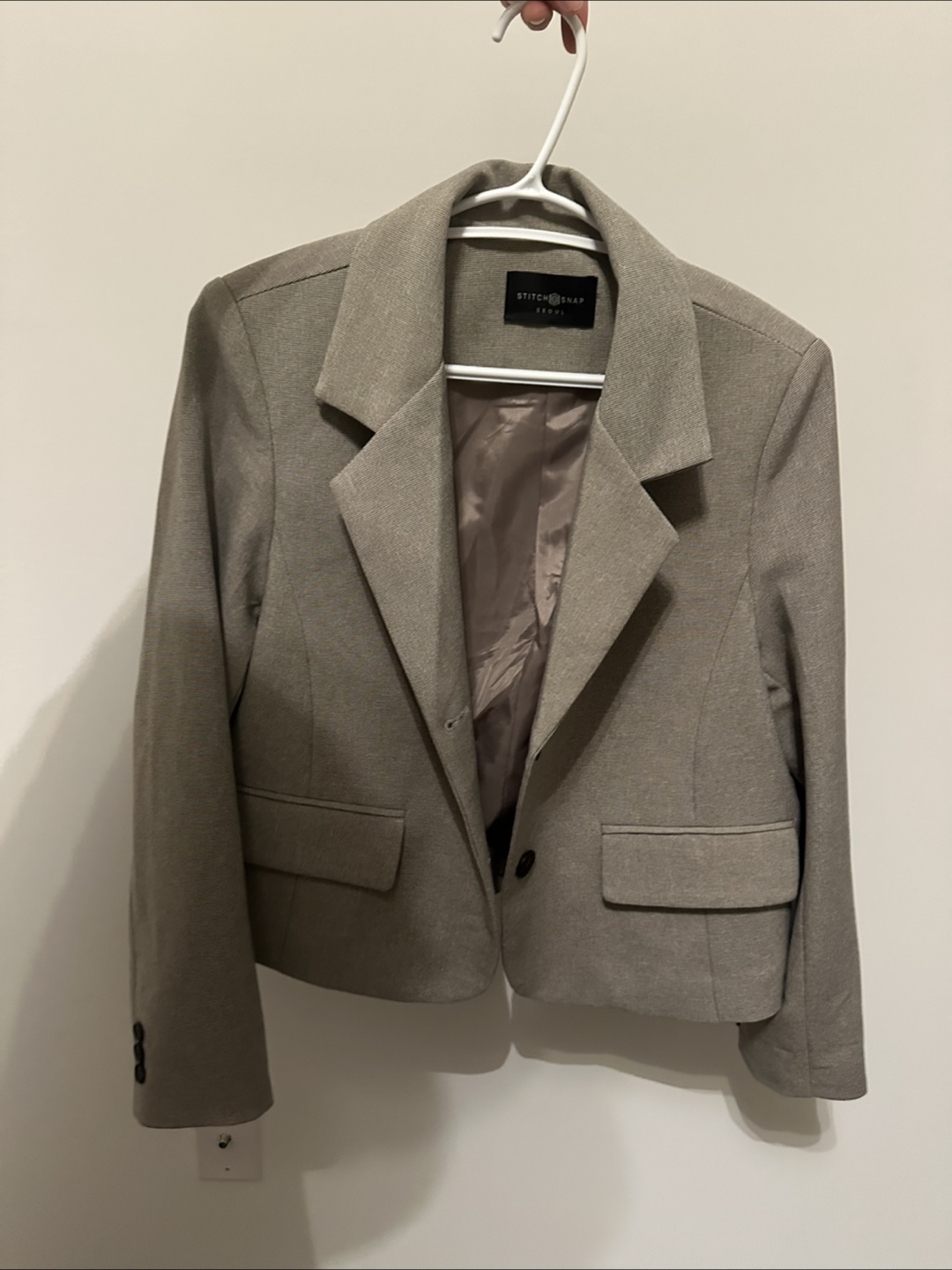 Stitch & Snap Cropped Blazer - Tan