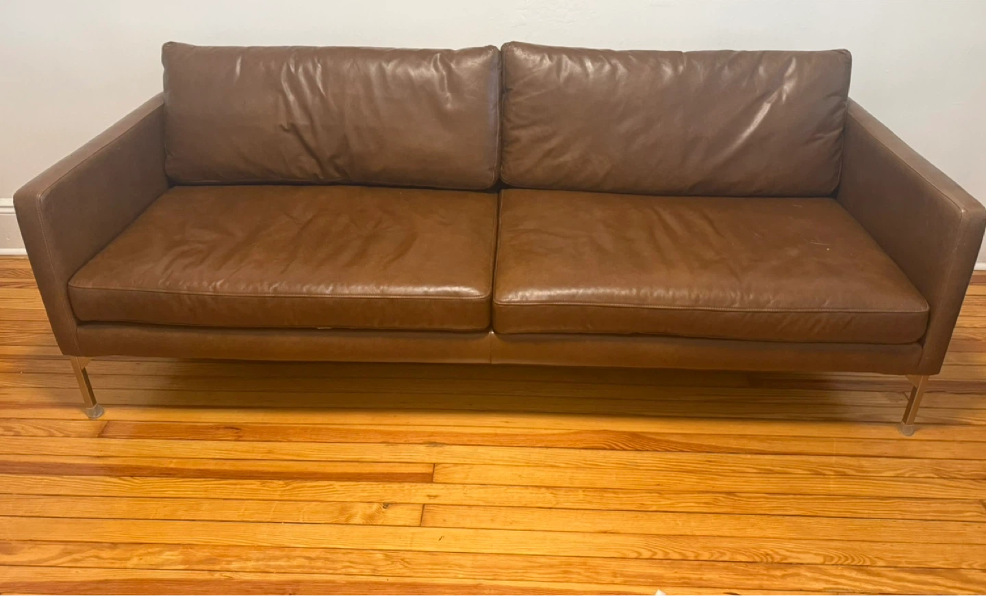 REAL Brown Leather Sofa - WEST ELM - photo 3