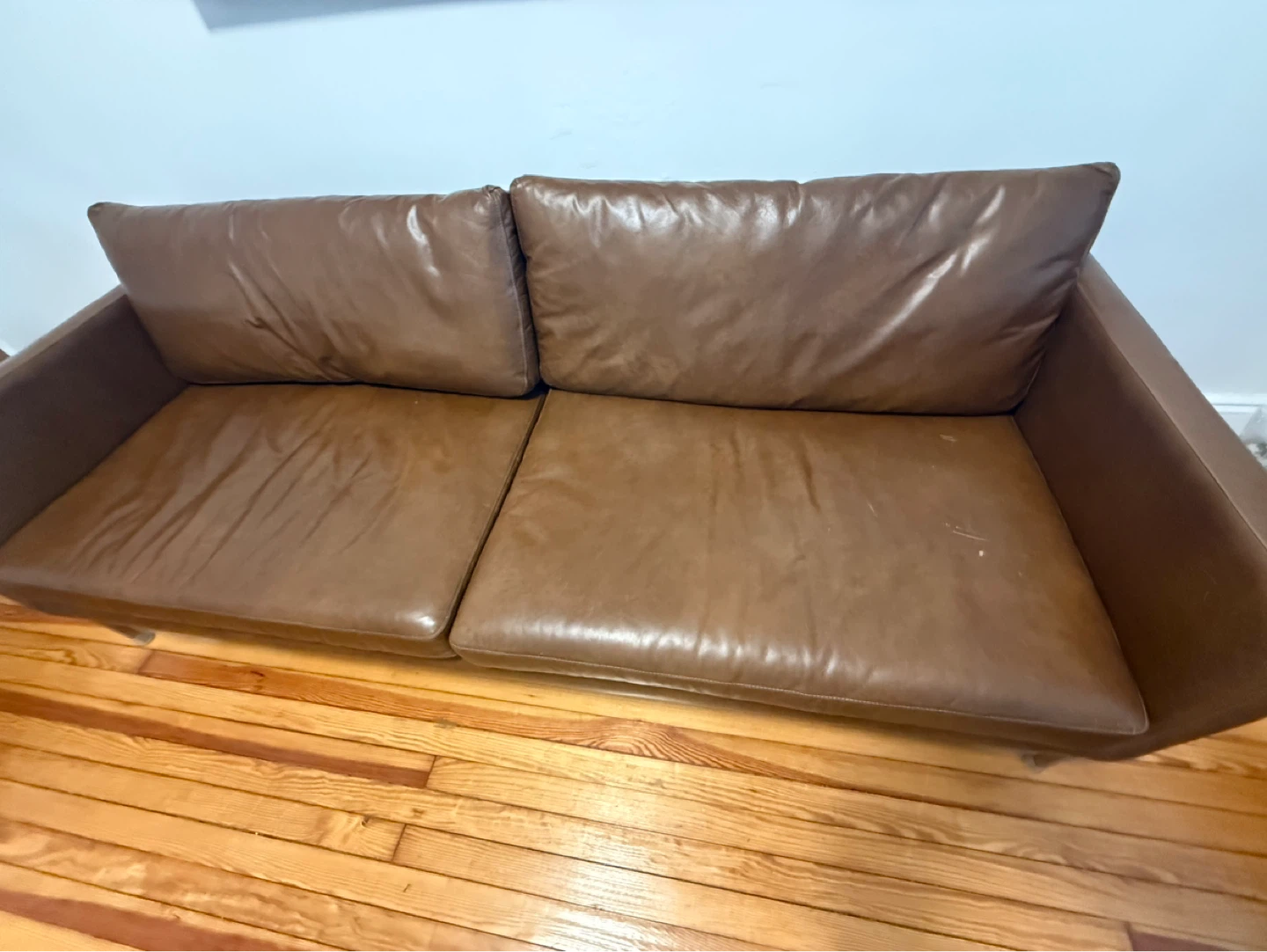 REAL Brown Leather Sofa - WEST ELM