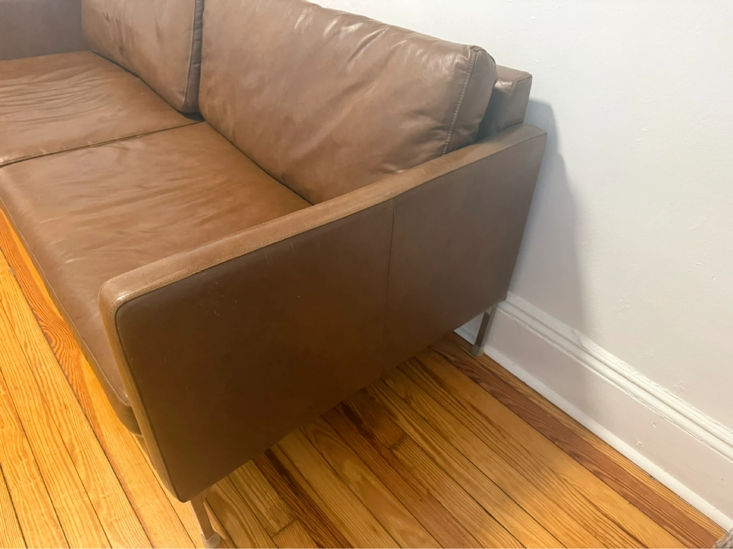 REAL Brown Leather Sofa - WEST ELM - photo 5