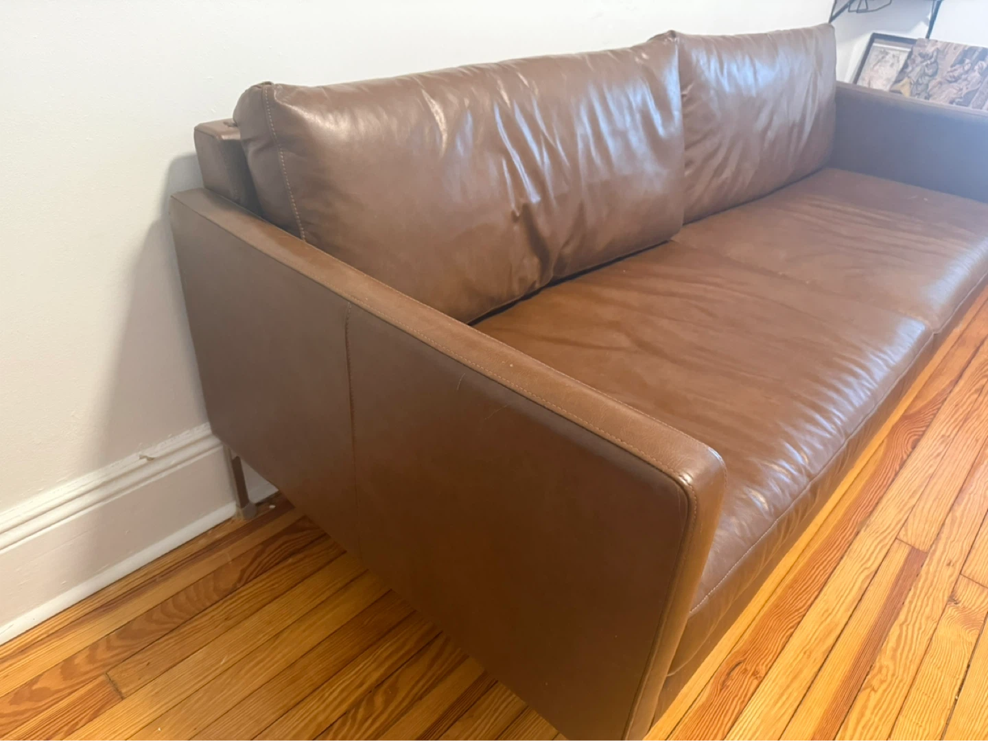REAL Brown Leather Sofa - WEST ELM - photo 4