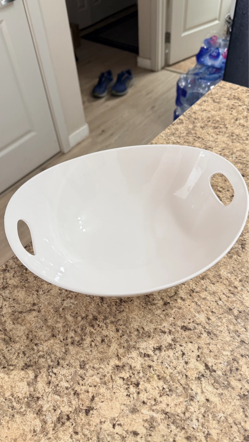White Serving Bowl with Handles - photo 2
