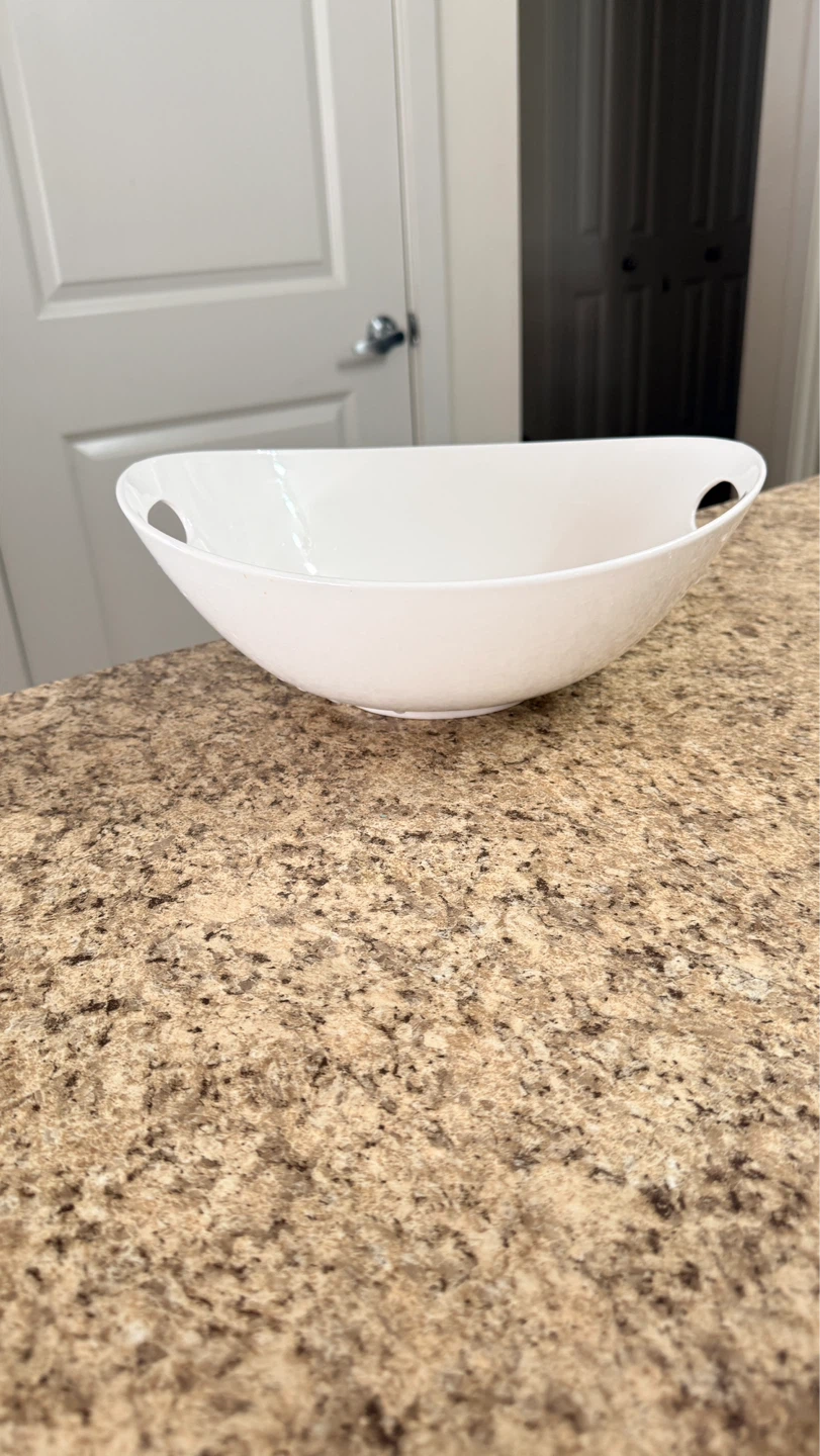 White Serving Bowl with Handles
