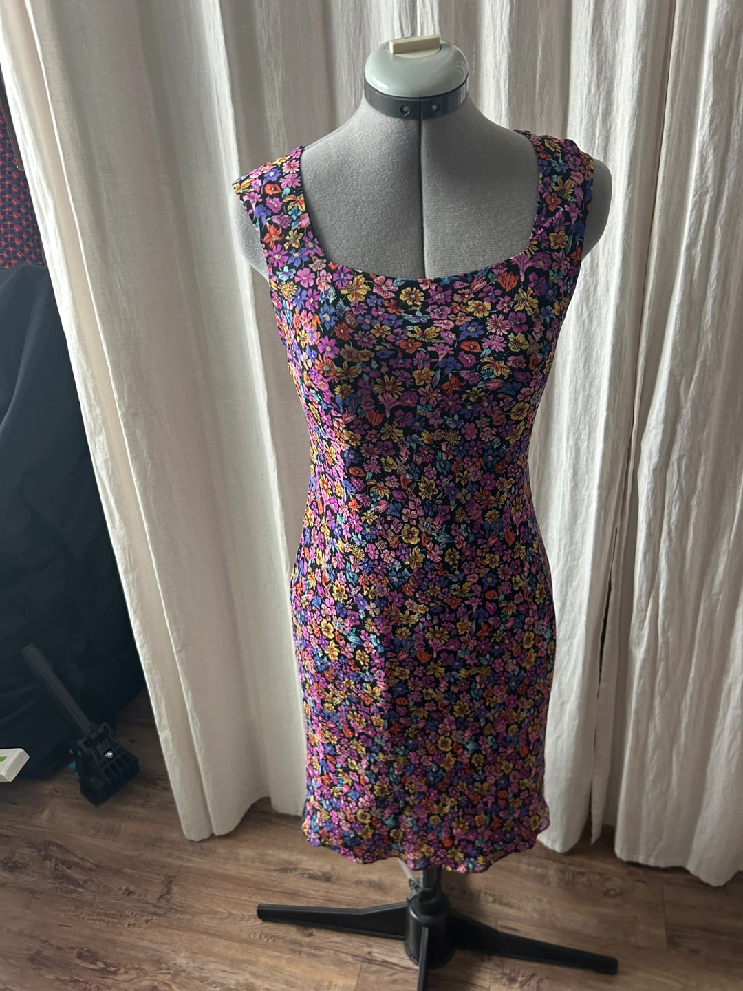 VINTAGE Women's Floral Print Sleeveless Dress