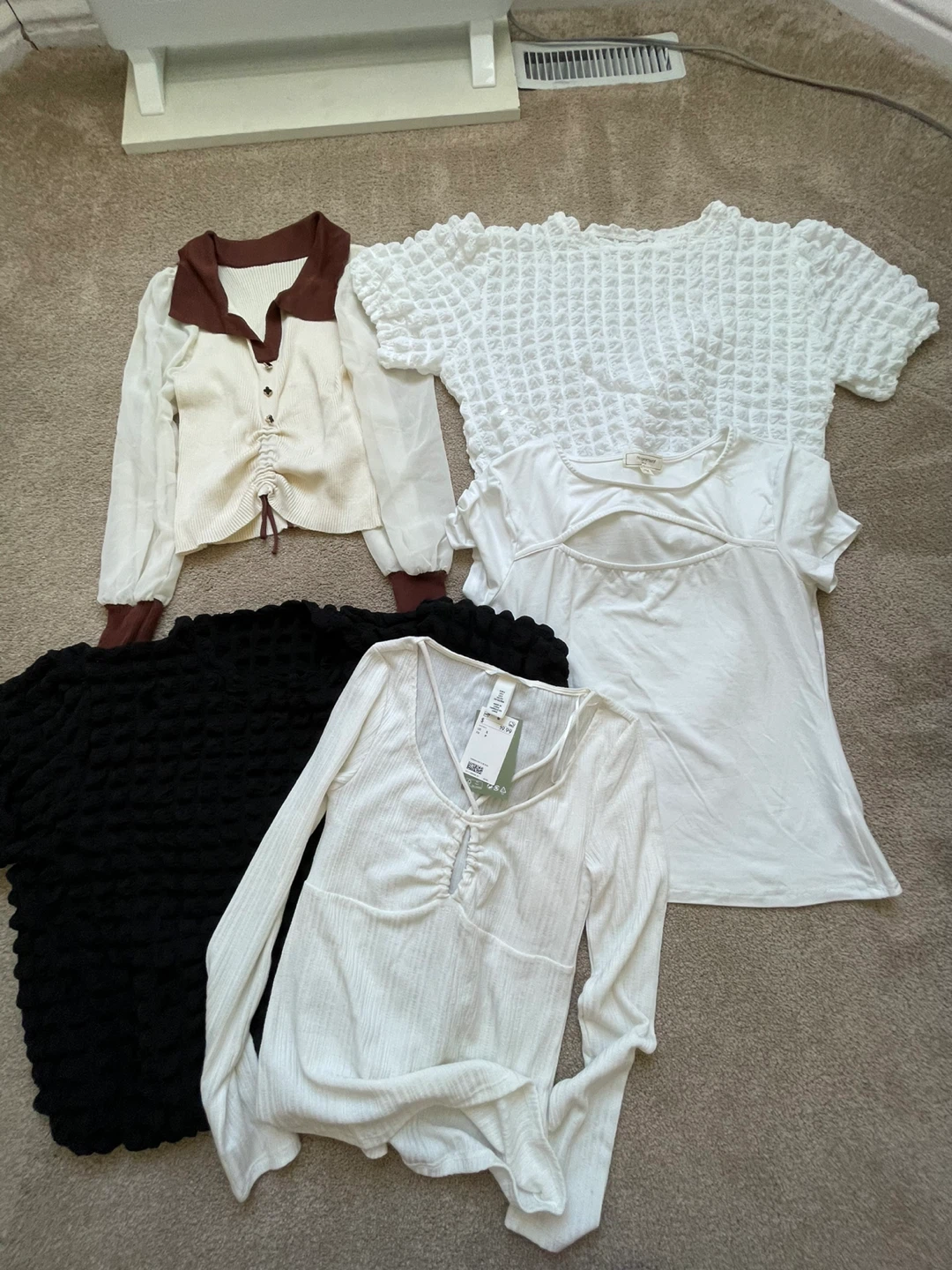 H&M Textured Knit Tops - Black and White Take All